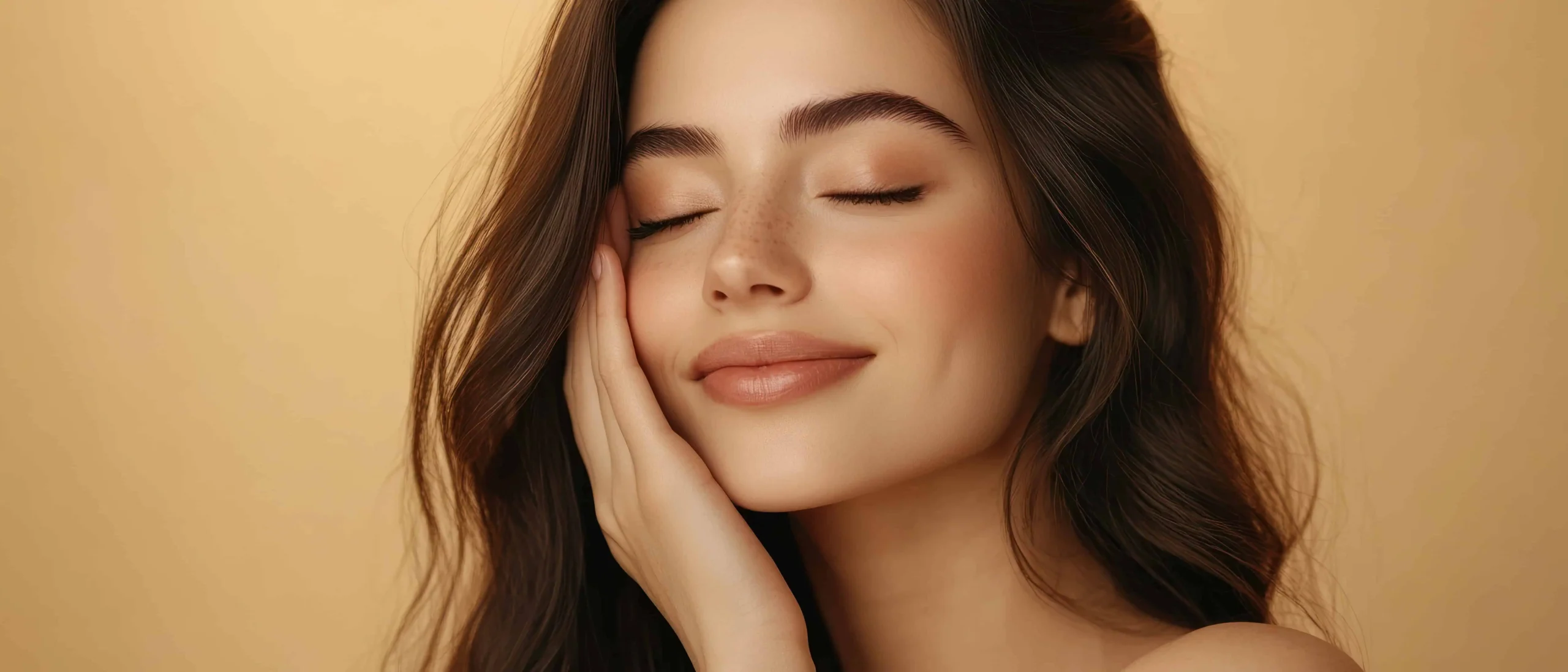 a woman with her eyes closed