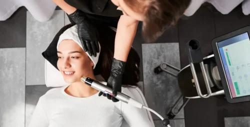 At Lake Washington Medical Aesthetics discussing the personalized Scarlet SRF vs microneedling treatment plan