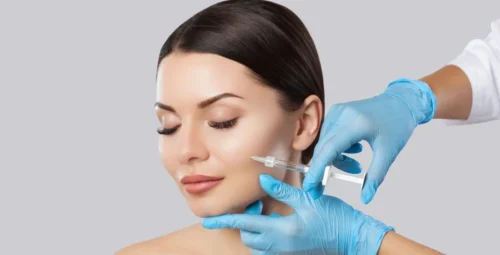 Jeuveau injection procedure on a woman's face at a clinic in Kirkland, WA